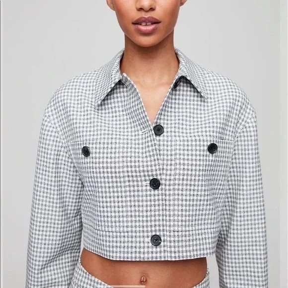 Women's Black and White Checkered Crop Top - Picture 1 of 4